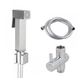 Square Brass Brushed Nickel Toilet Bidet Spray Wash Kit Diverter Set with 1.2m PVC Hose Square Brass Brushed Nickel Toilet Bidet Spray Wash Kit Diverter Set with 1.2m PVC Hose